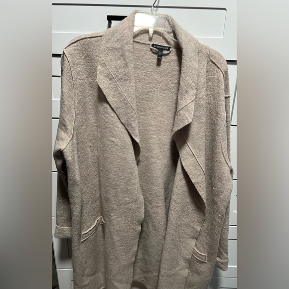 Eileen Fisher Cozy Tan Open Front Cardigan - Picture 7 of 10